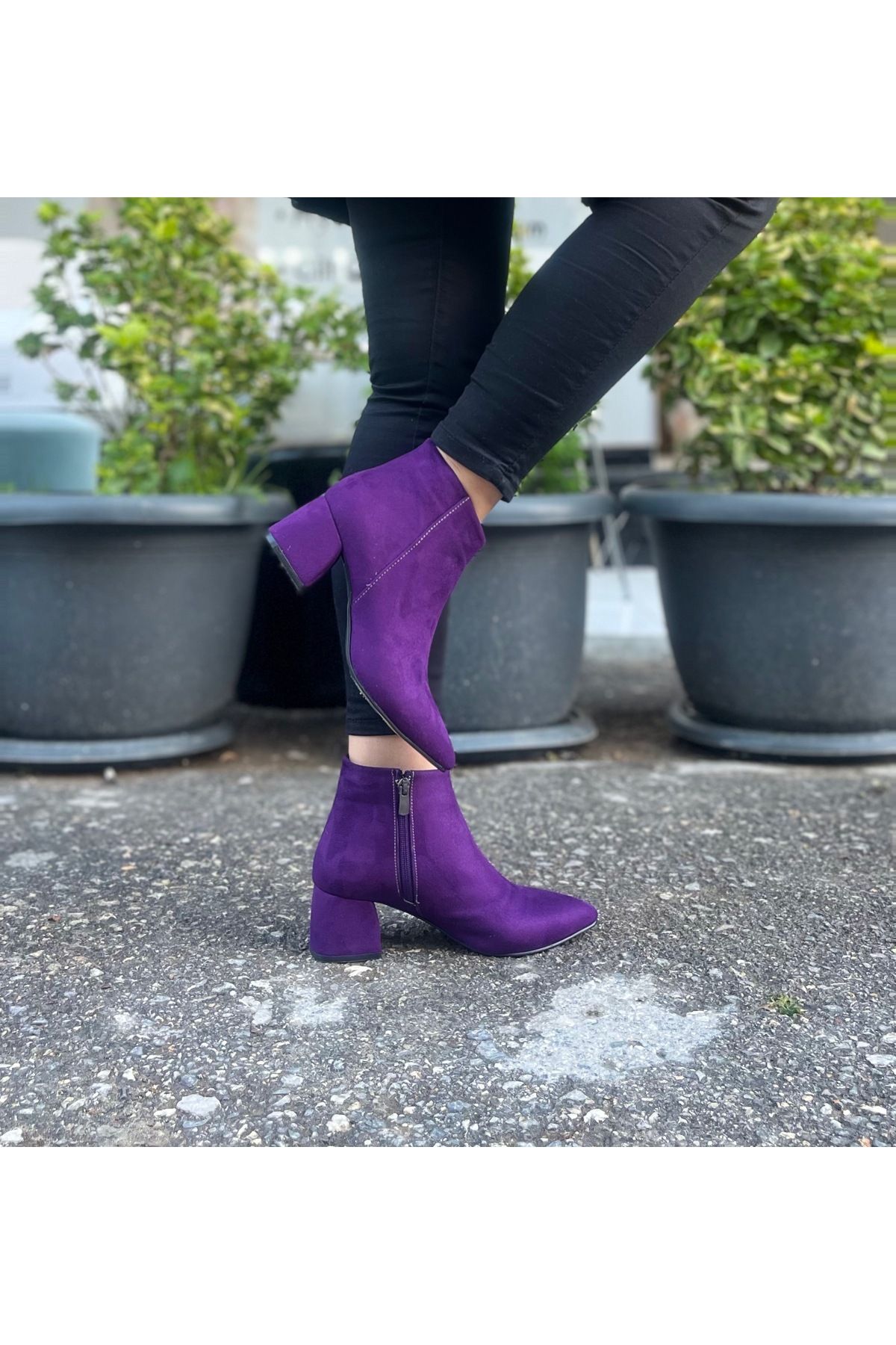 Purple suede shop ankle boots