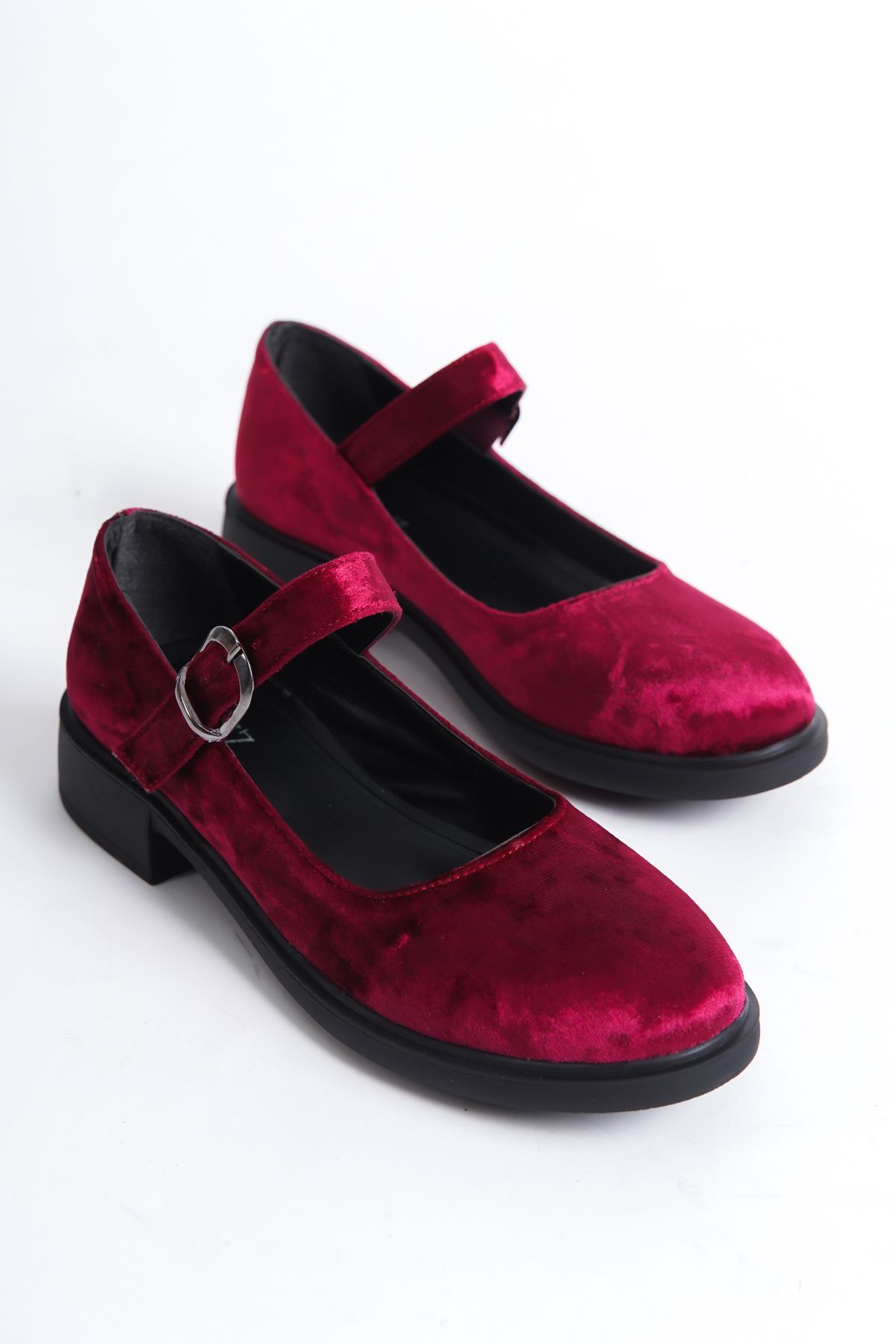 FRZZ women s mary jane velvet flat sole shoes Trendyol