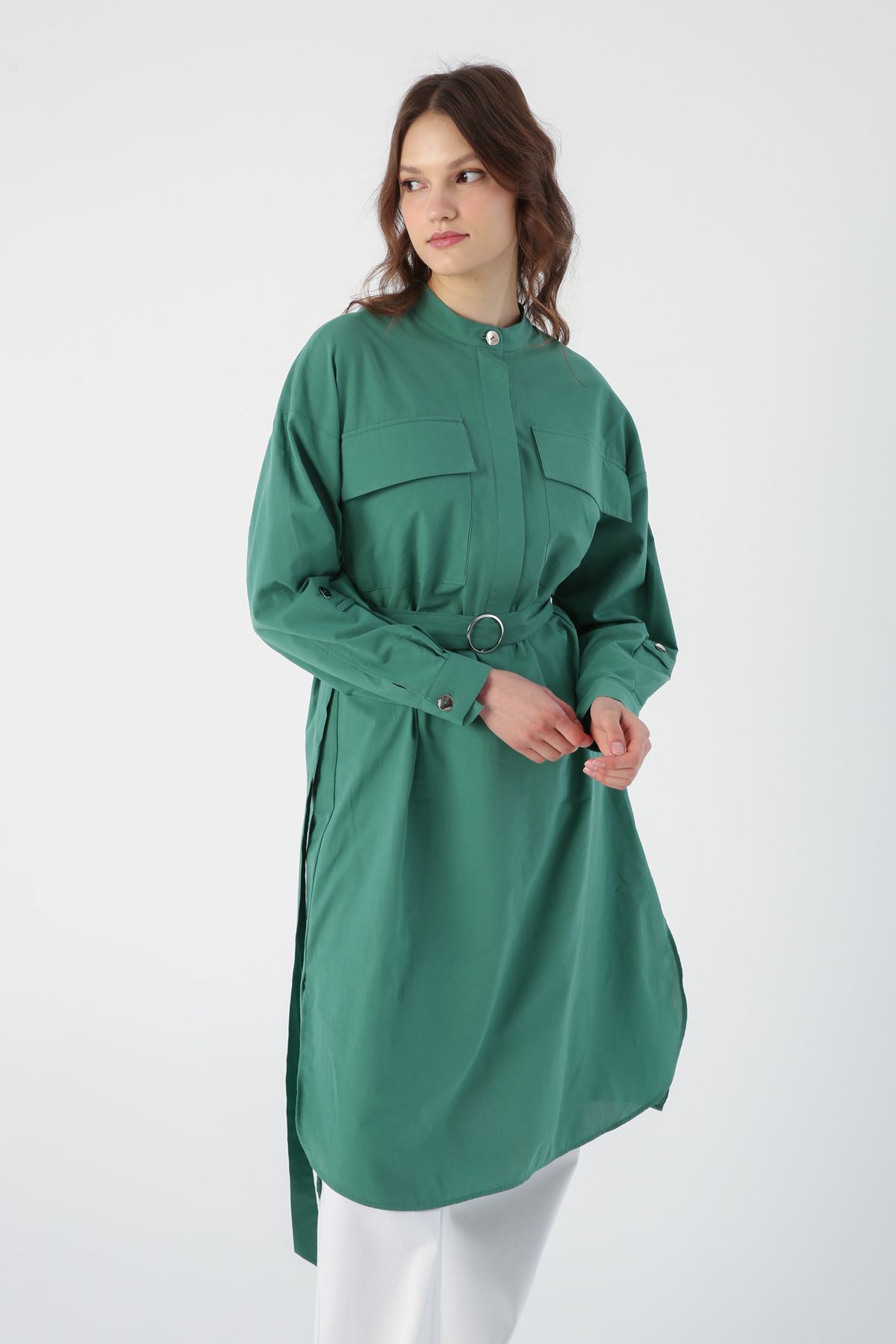 Dark green tunic dress discount