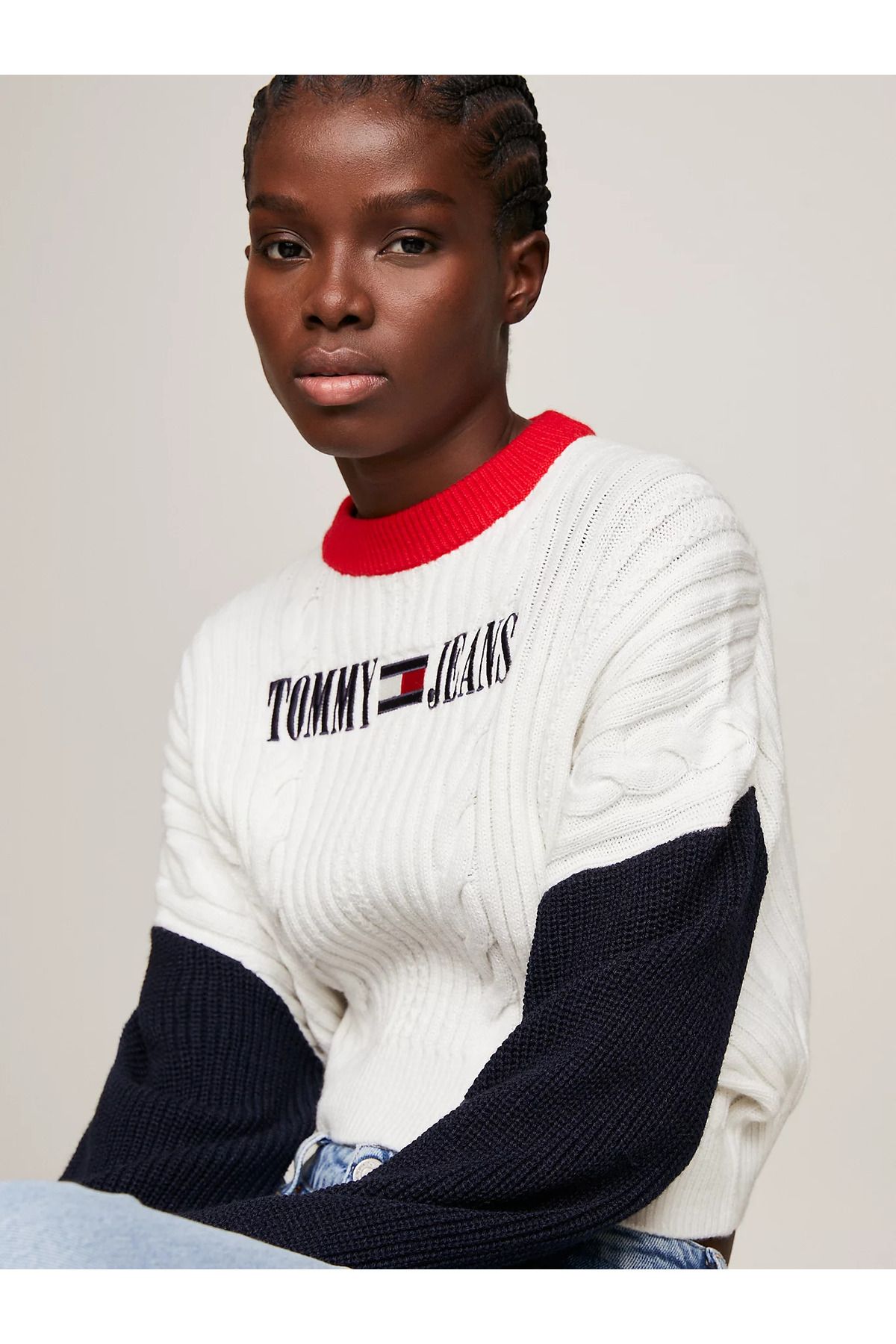 Tommy Hilfiger Sweater White Oversize Trendyol