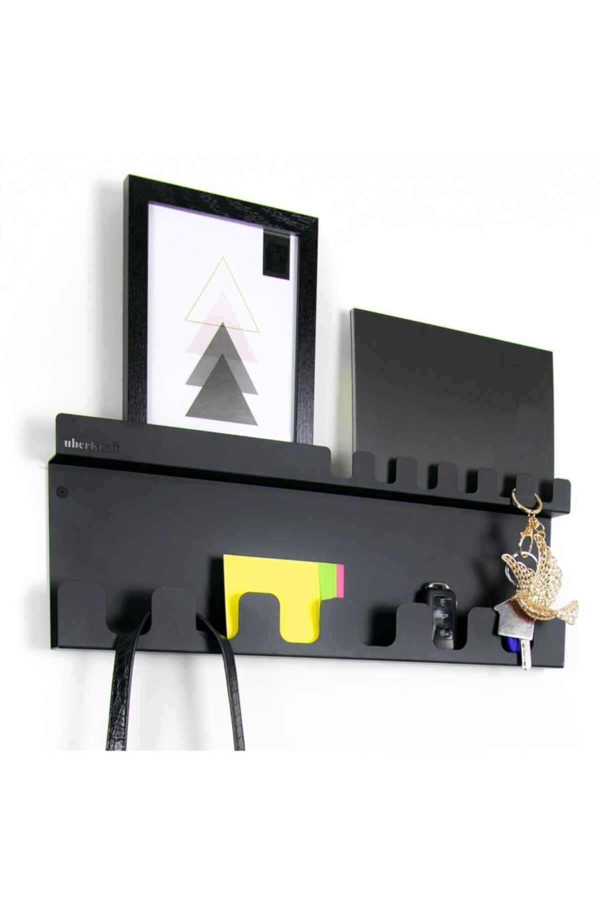 uberKraft Metal Askılık, Anahtarlık, Çantalık, Duvar Tipi Siyah