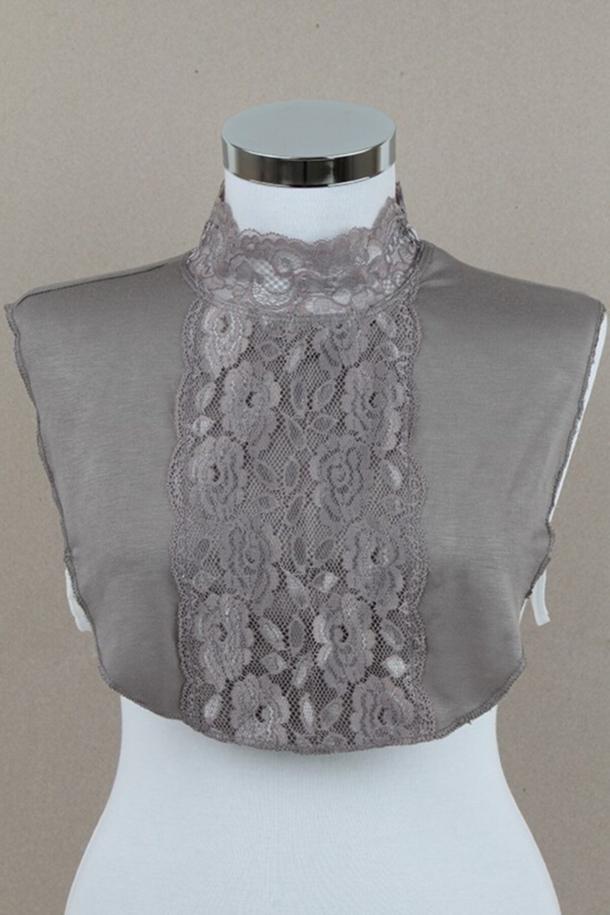İsra Silk Gri Sosyete Tesettür Yaka Boyunluk