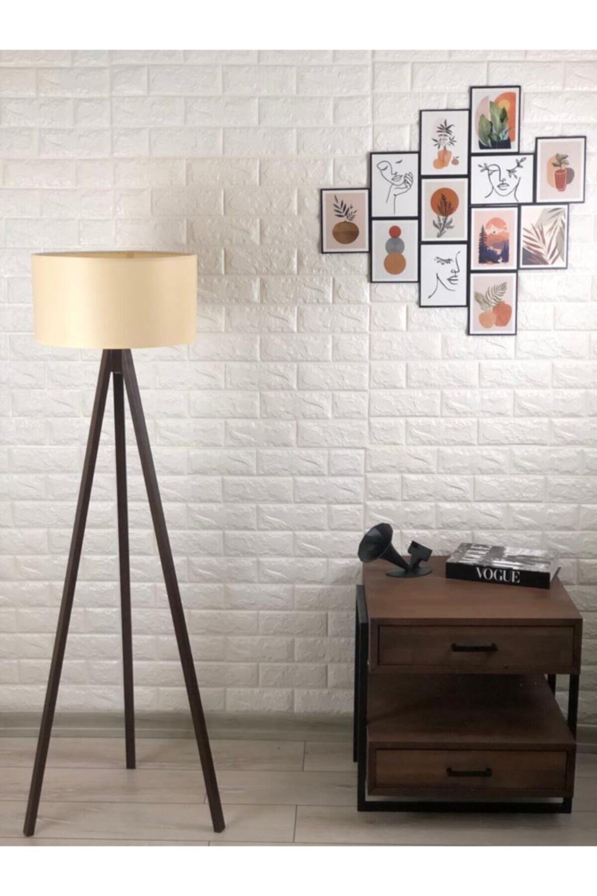 VistaHome Krem Başlık Kahve Ayak Lambader Vista021