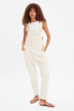 TRENDYOLMİLLA Ekru Askılı Denim Salopet Tulum TWOSS21TU0234