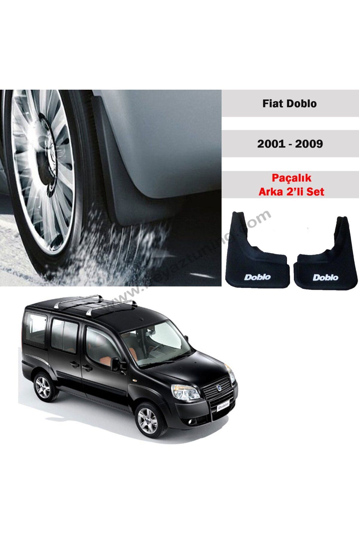 Leader Fiat Doblo Mud Flap Gaiter Mudguard Rear Set 2001 2009