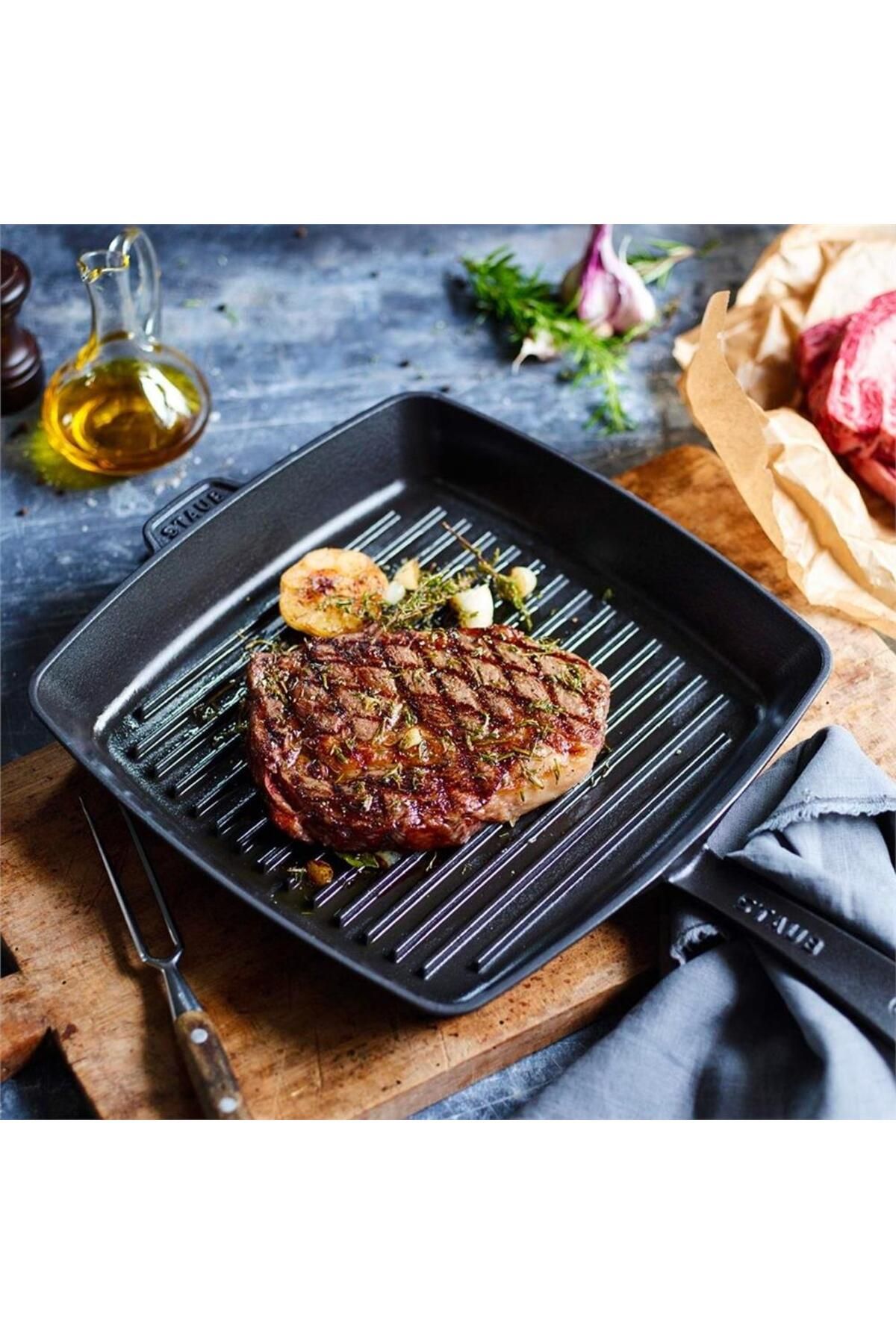 Staub Cast Iron Square American Grill Pan, Black, 30 cm