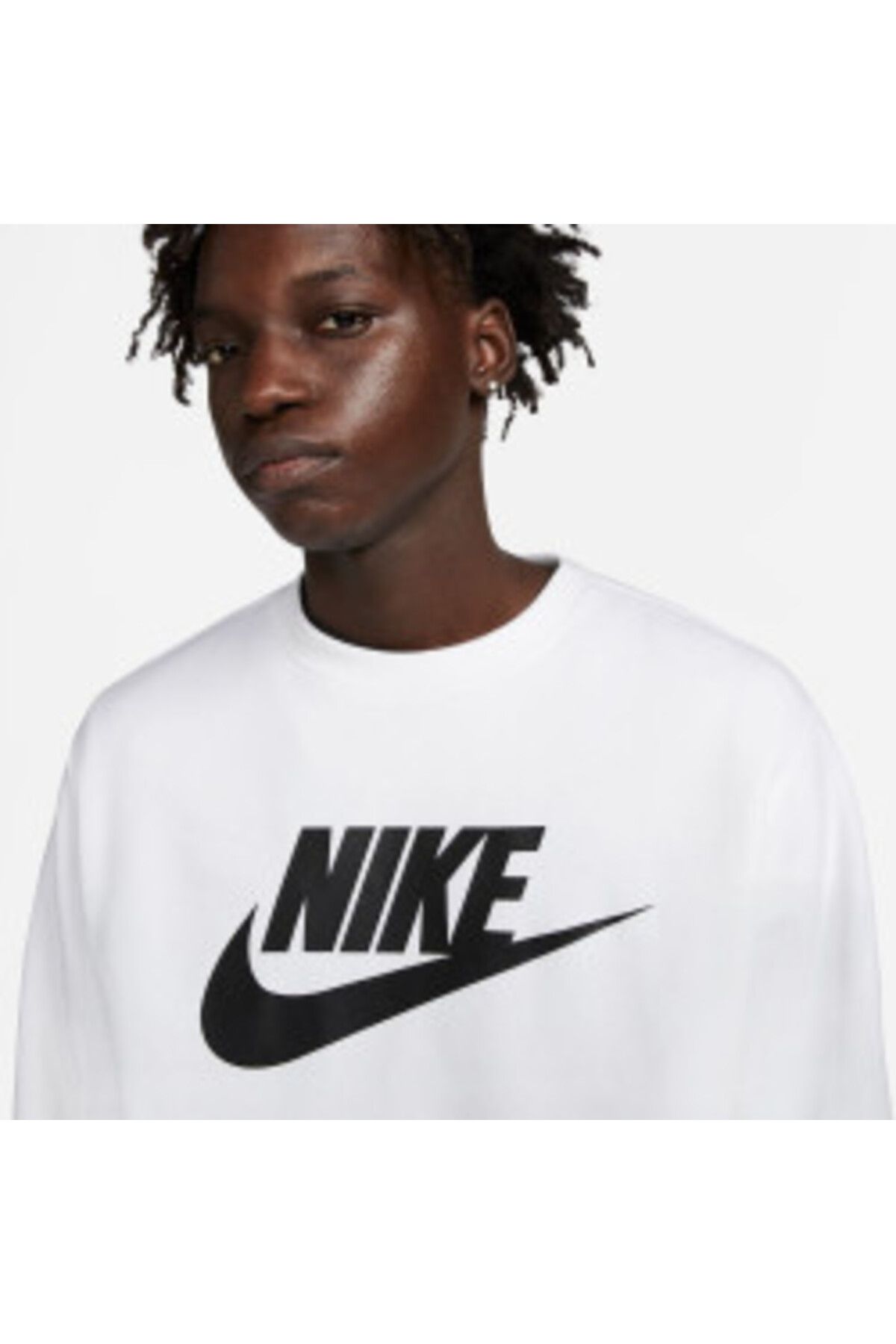 White nike shirt shop with black logo