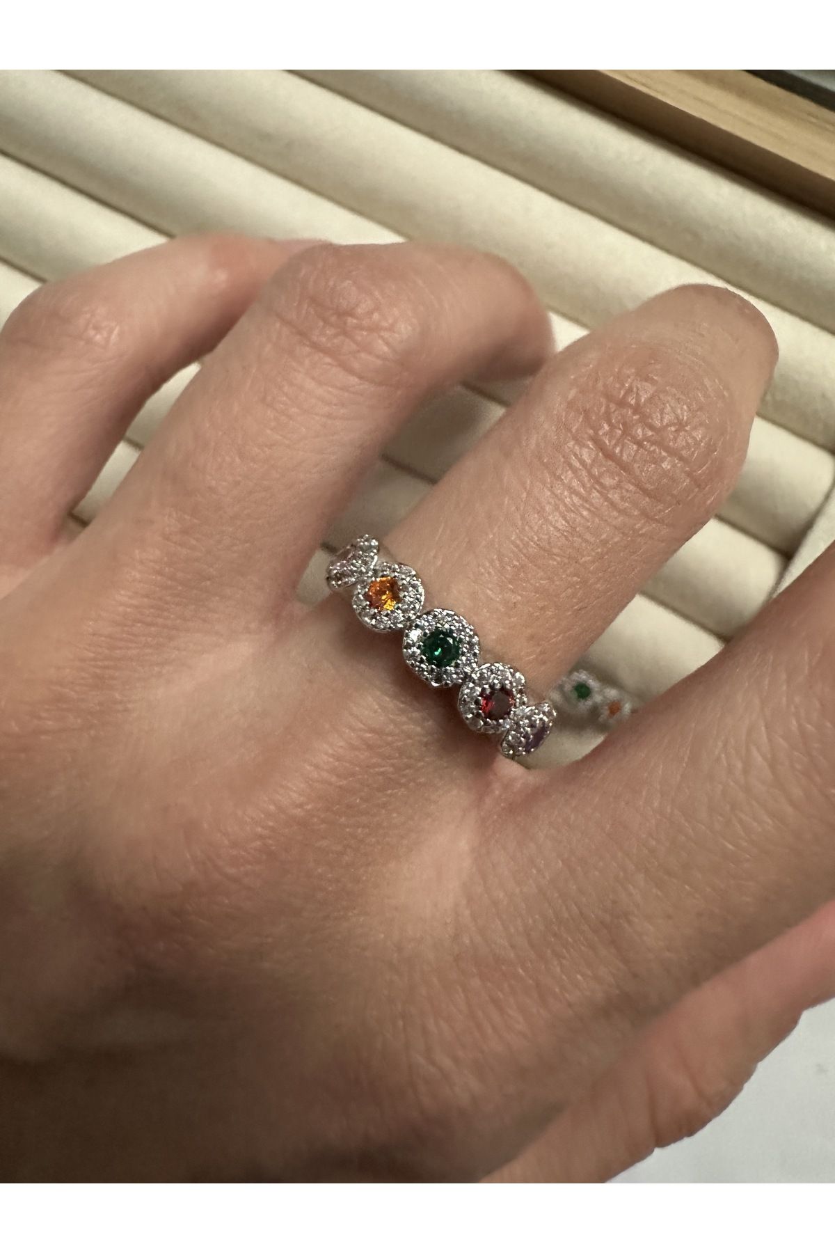 Multi colored best sale stone rings