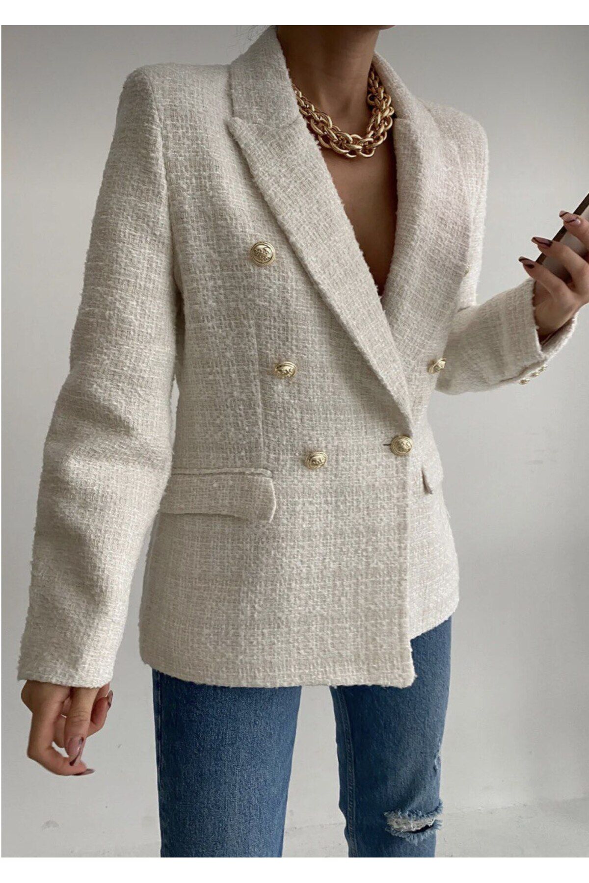 Gold button jacket clearance