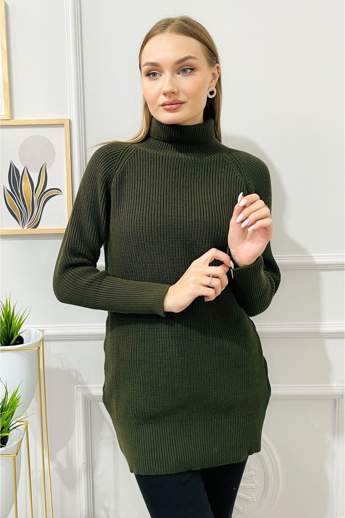 Olive green tunic outlet sweater