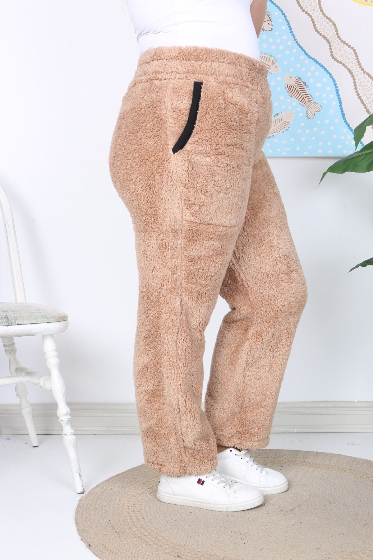 xlargebutik PLUS SIZE BİYİM MINK PLUSH FLEECE PANTS WARM COMFORTABLE FULLY  FLEXIBLE - Trendyol