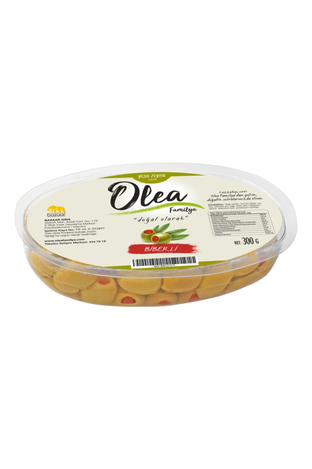 Olea Familya Yeşil Zeytin Biberli 300 gr