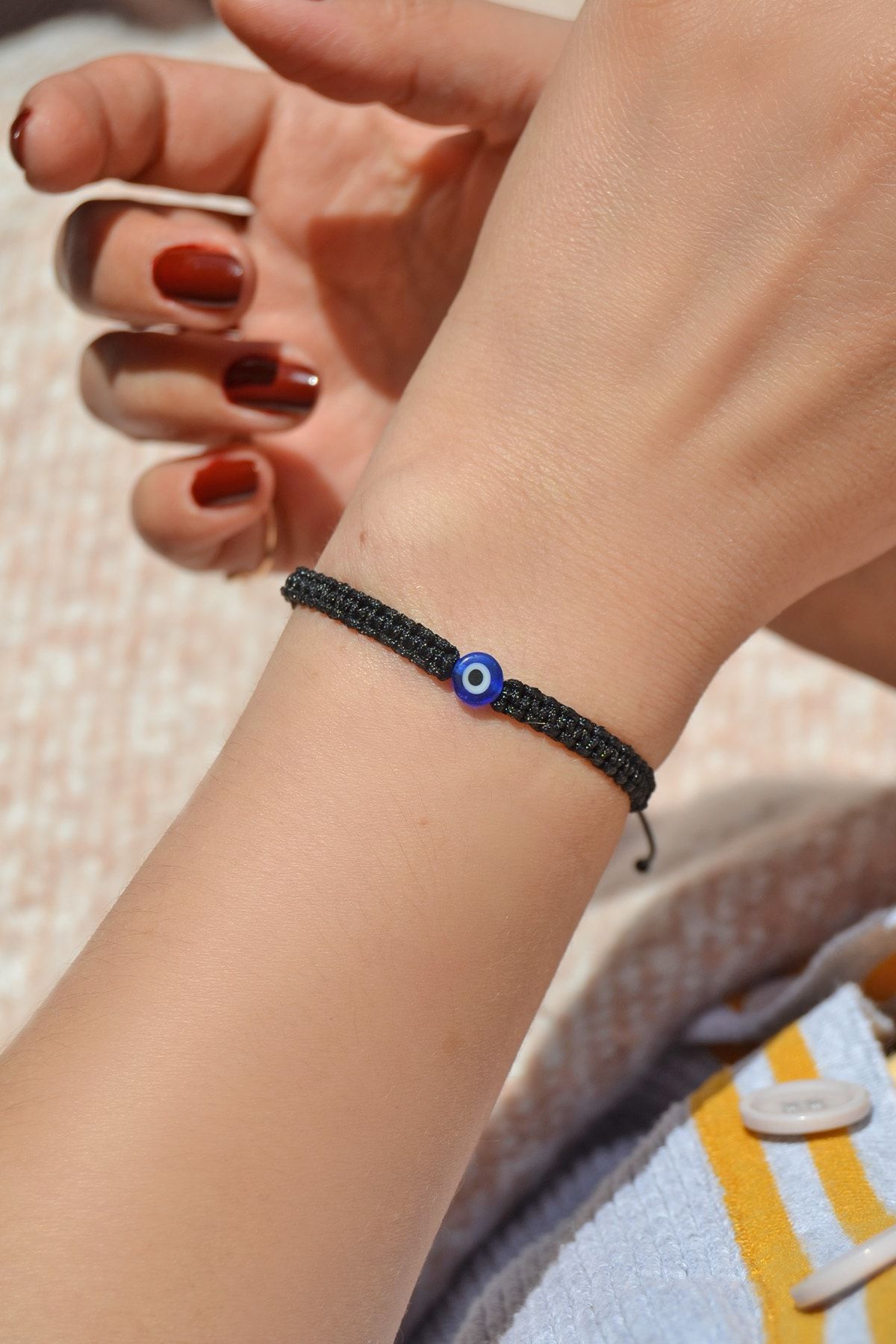 Black evil eye bracelet sale