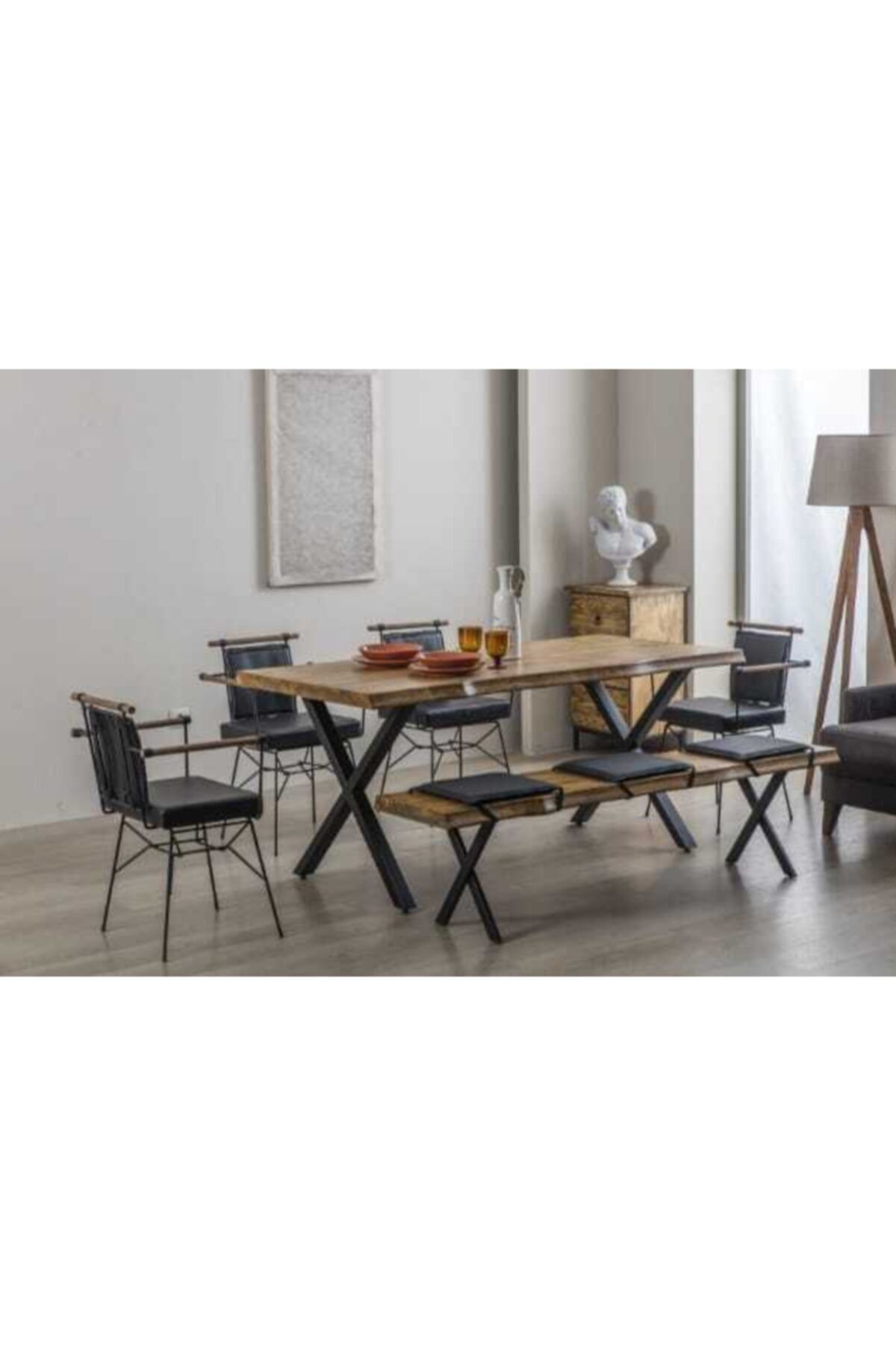 İRON16 4 Sandalye Ahşap Wooden Yemek Masası