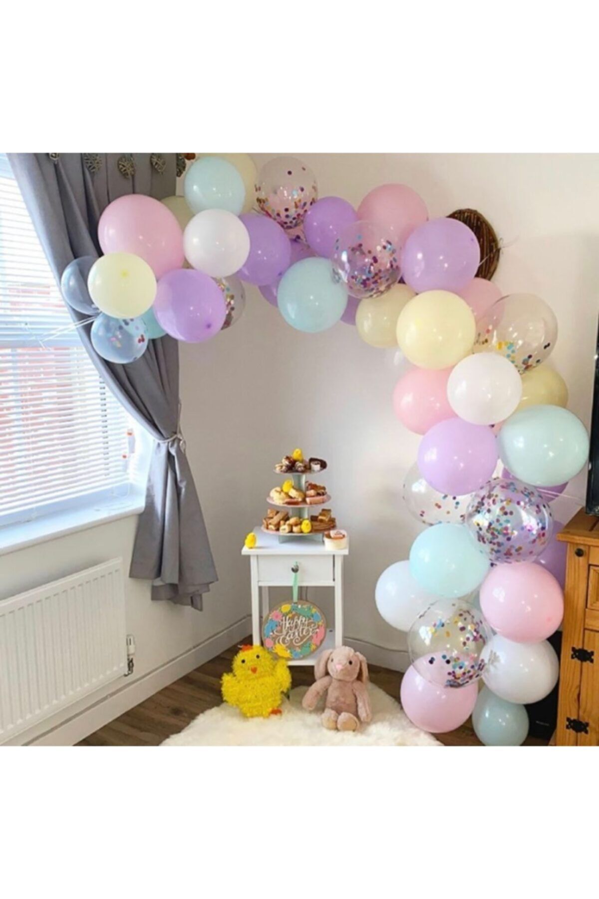 Ege Parti Evi Makaron Konfetili Balon Seti