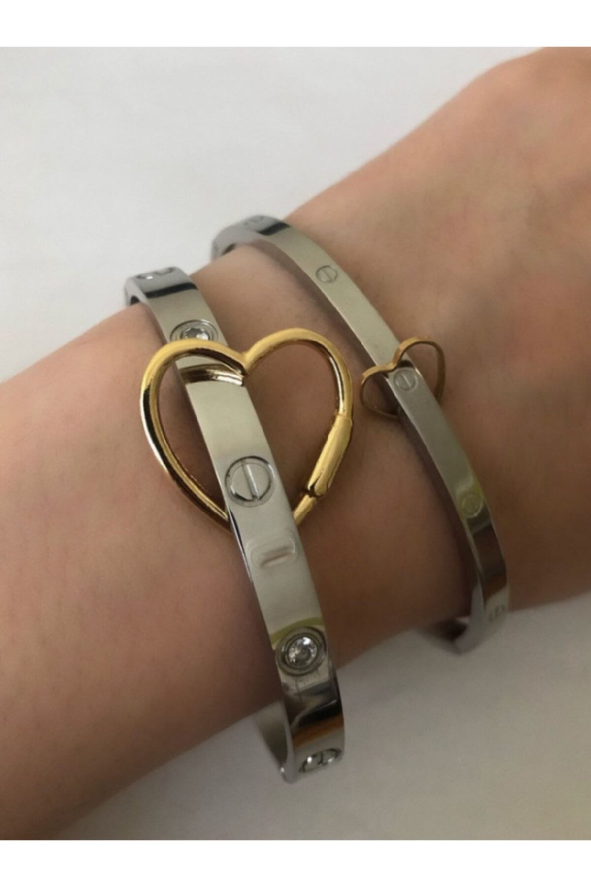 tones official Women s Silver Color Heart Thick Cartier Stainless