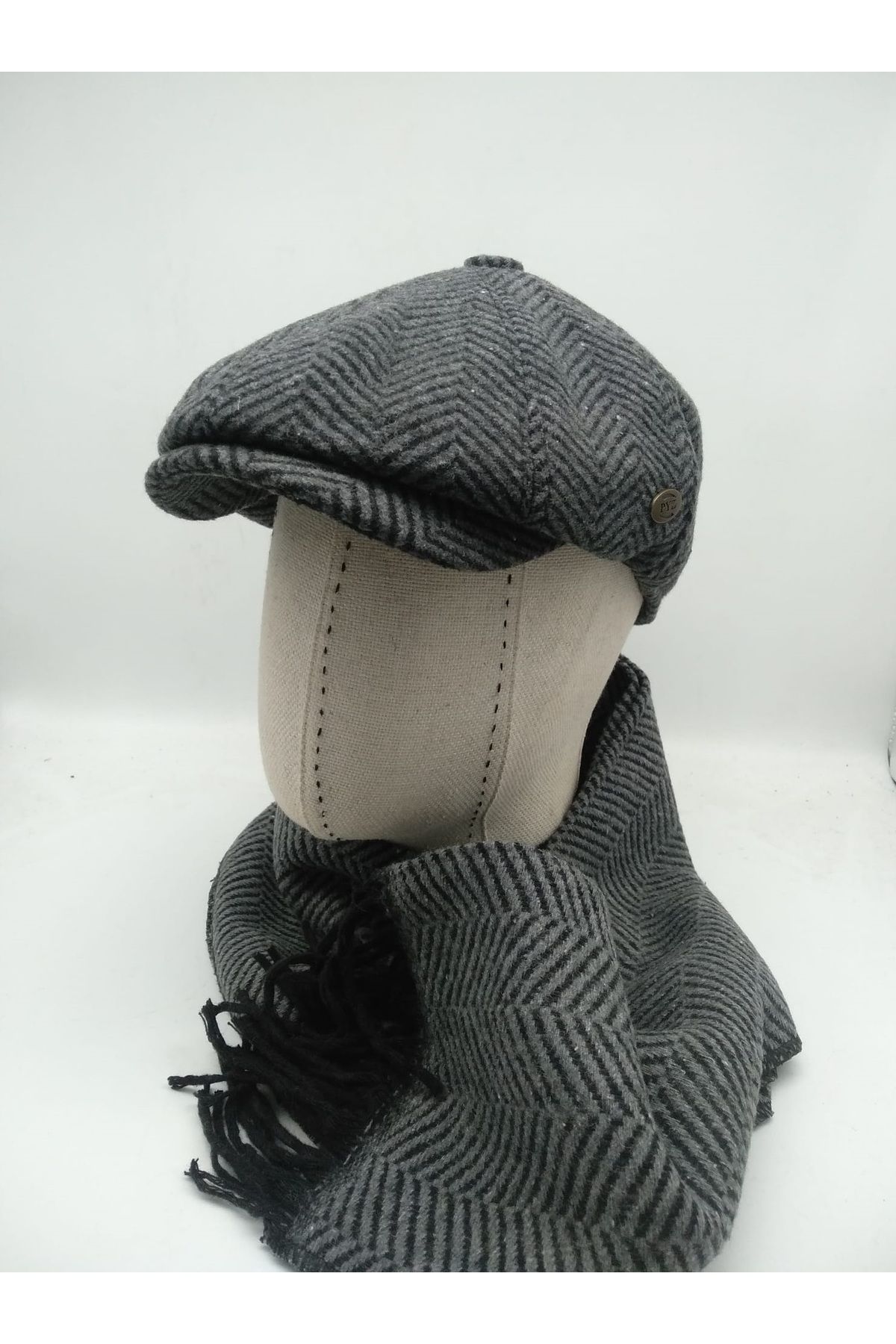 Mens flat cap and scarf hot sale set