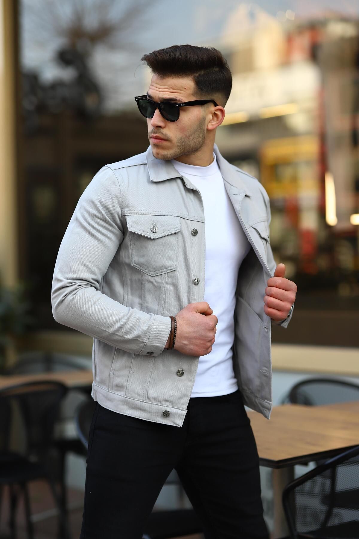 Mens stone 2025 denim jacket