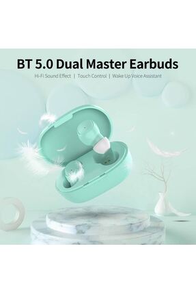 E6s Bluetooth 5.0 Kablosuz Kulaklık Çift Mikrofonlu Powerbank Kutulu Şarj Kablosu Yeşil Image 1