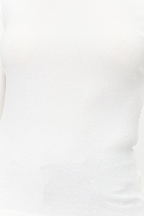 Ekru Premium Yumuşak Kumaşlı Fitted/Vücuda Oturan Kayık Yaka Örme Bluz TWOAW24BZ00227 Image 3