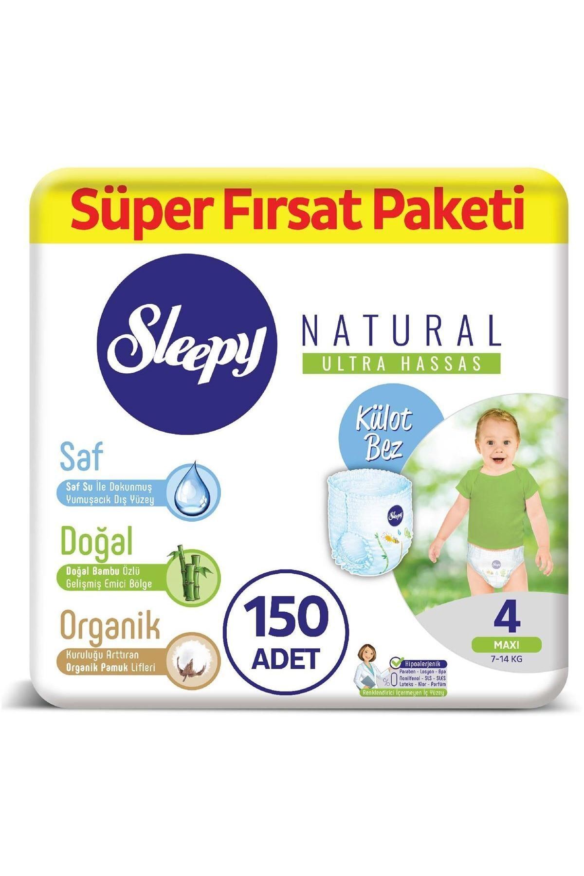 sleepy natural kulot bez 4 numara maxi super firsat paketi 150 adet fiyati yorumlari trendyol