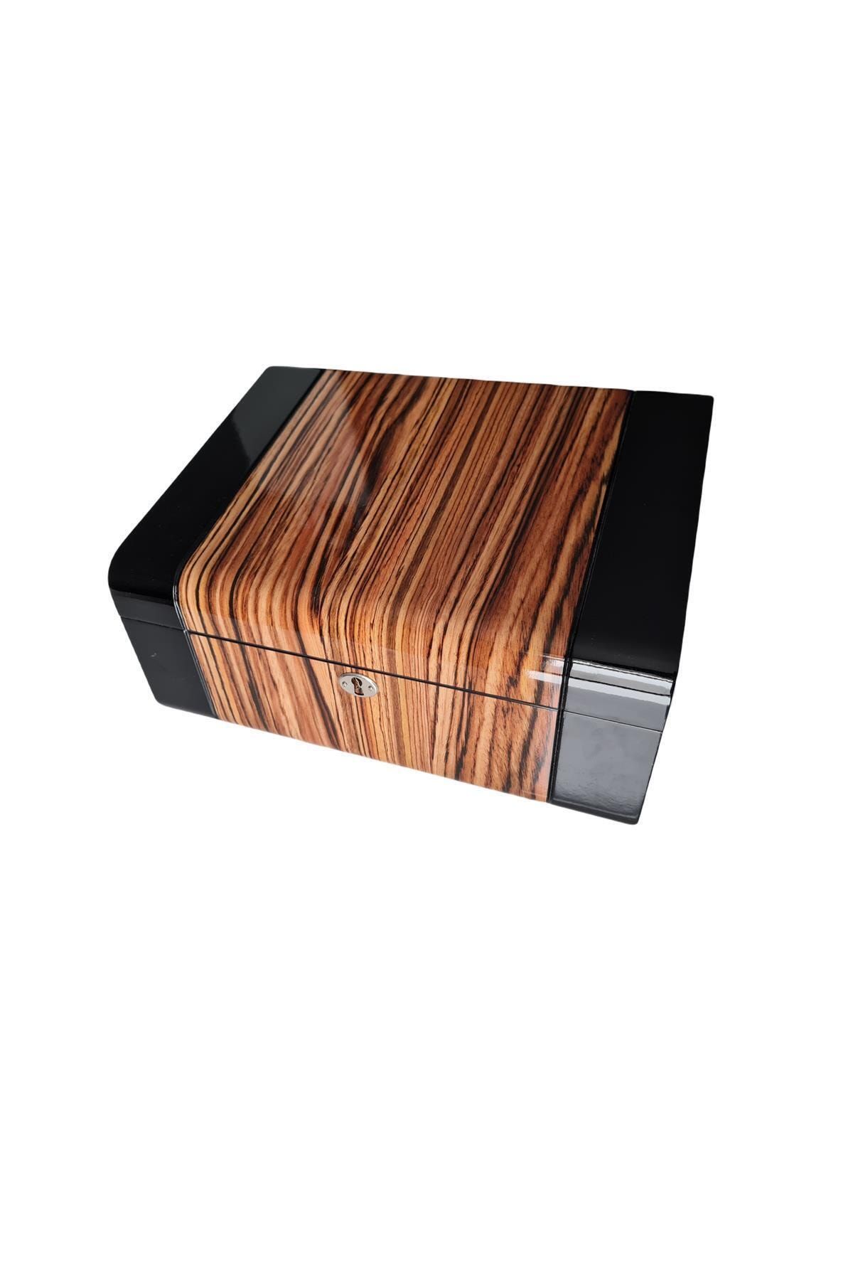 ANGELO Basic German Humidor Puro Kutusu Kilitli Siyah/ahşap 30's
