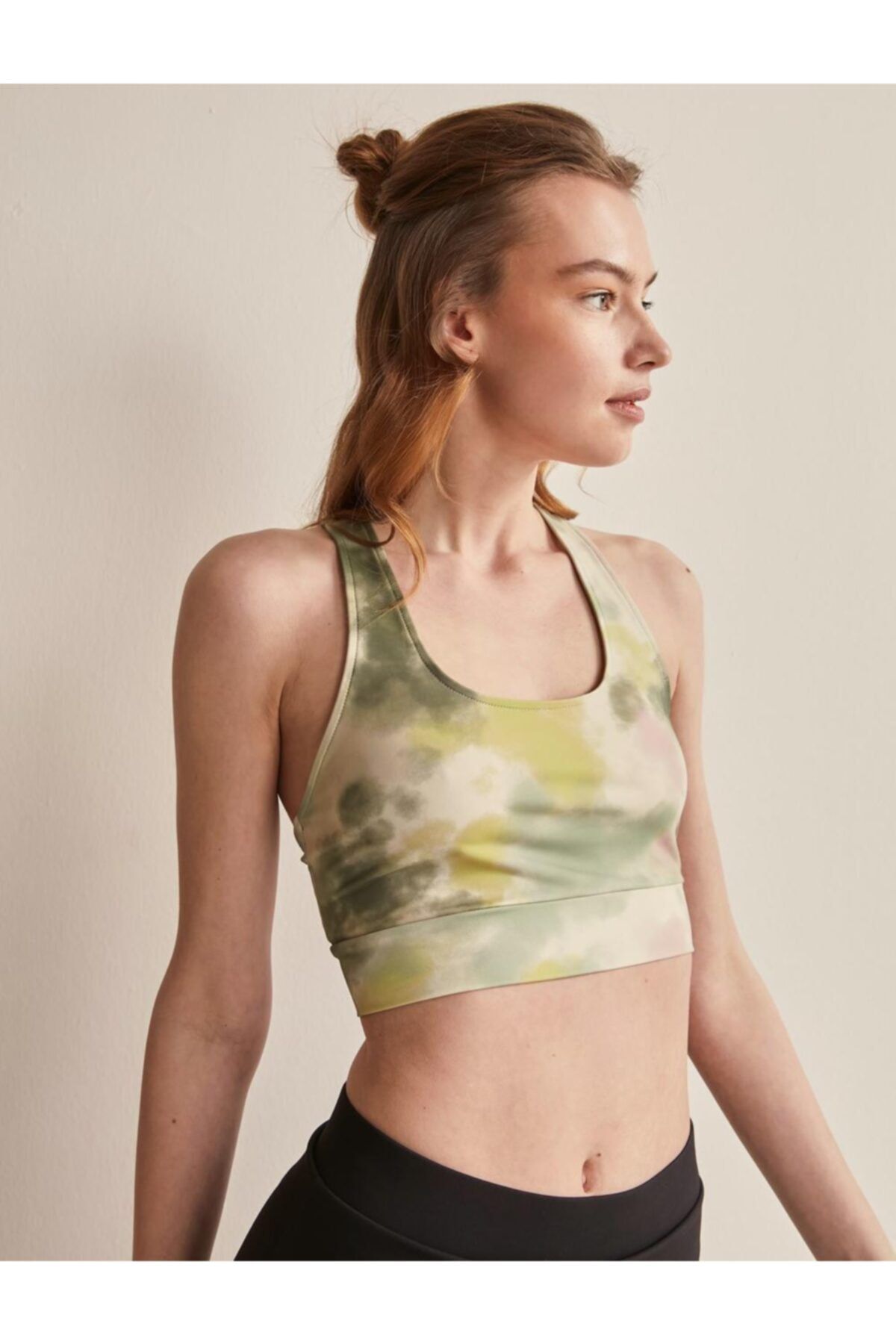 Jimmy Key Kadın Yeşil U Yaka Batik Desenli Bralet