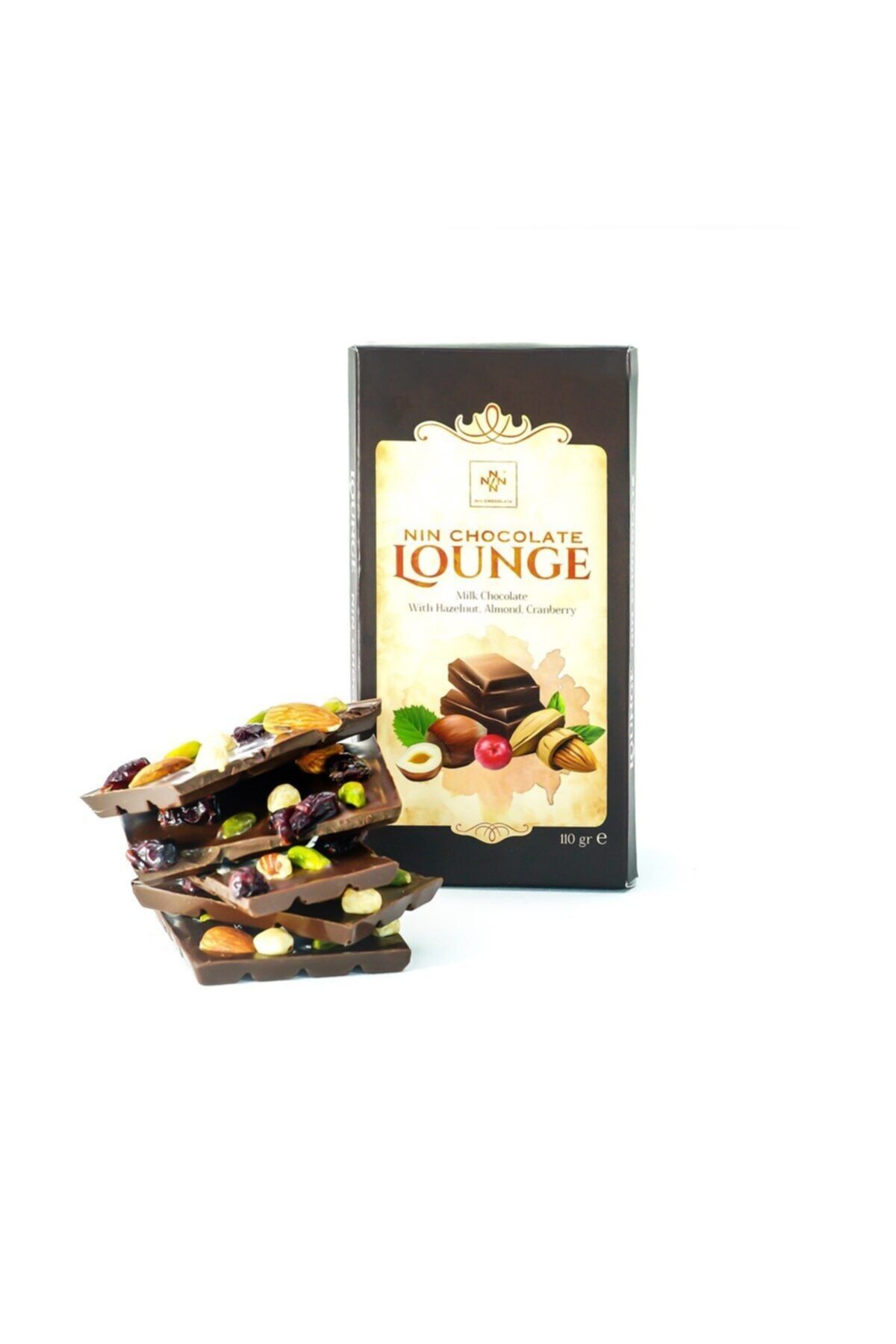 Nin Chocolate Lounge Bademli Kuruyemişli Sütlü Tablet Çikolata 110g