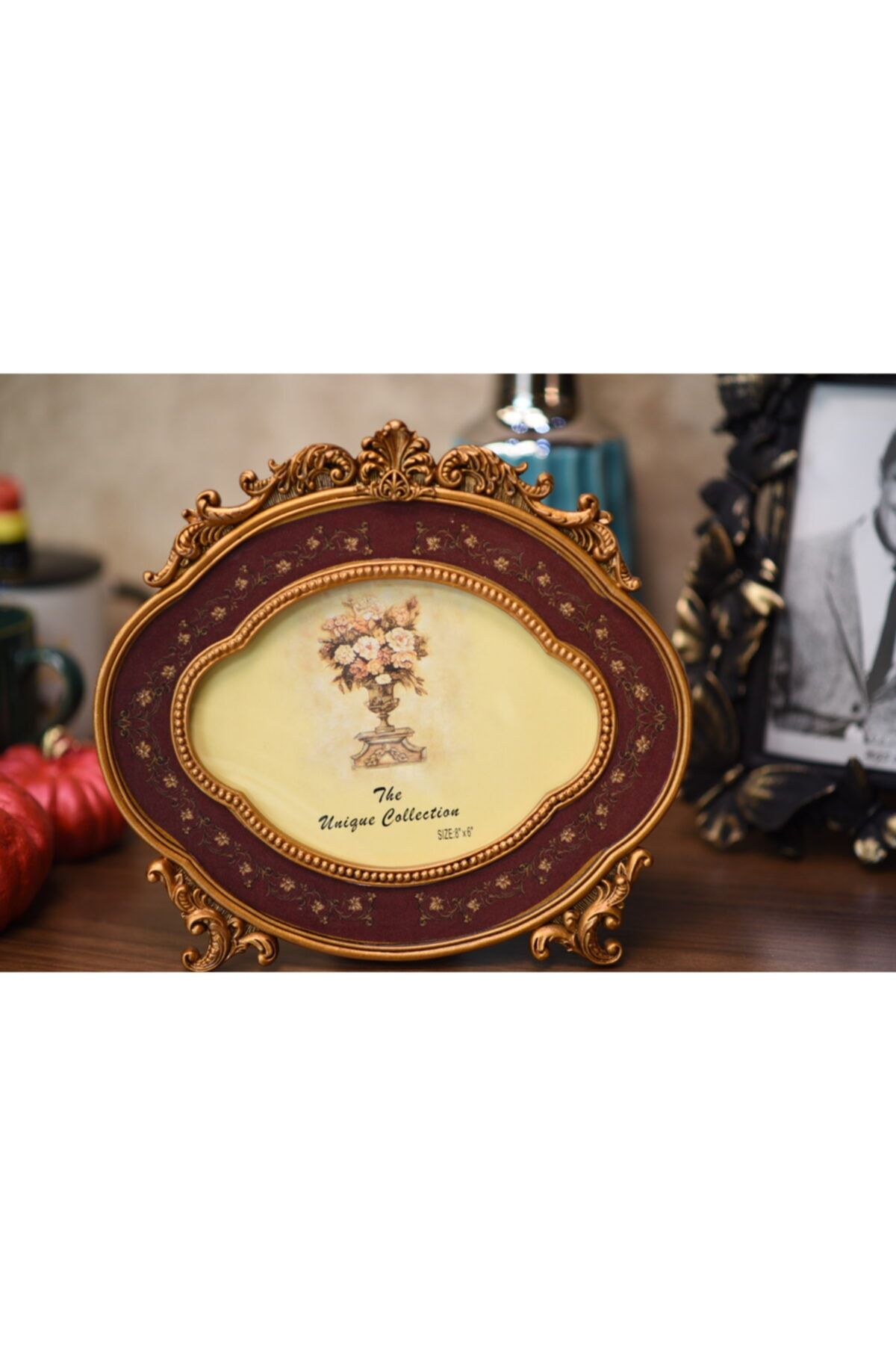 studyosercan2 Alaturka Altın Varaklı Oval Bordo 20x25
