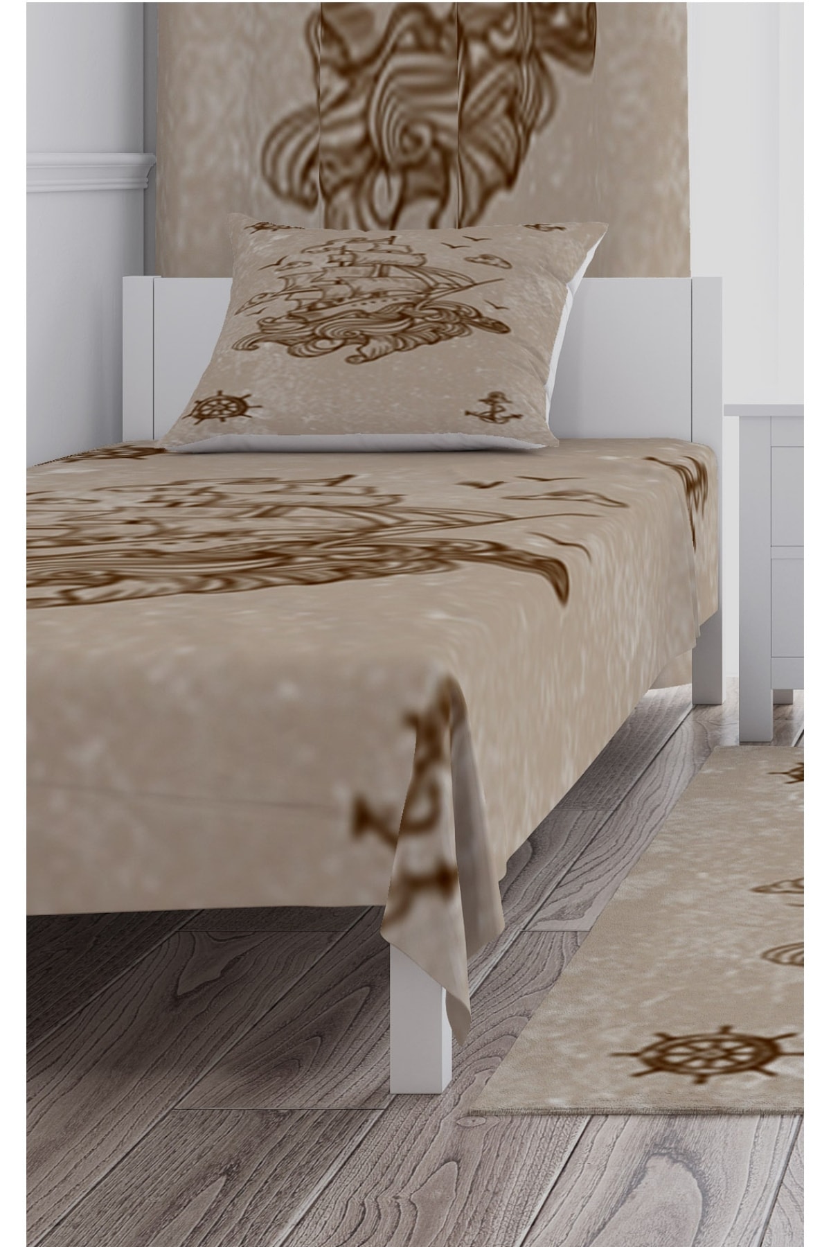 CİCİ TASARIM ÜRÜNLERİ Yatak Örtüsü Gemi Ve Deniz Temaları