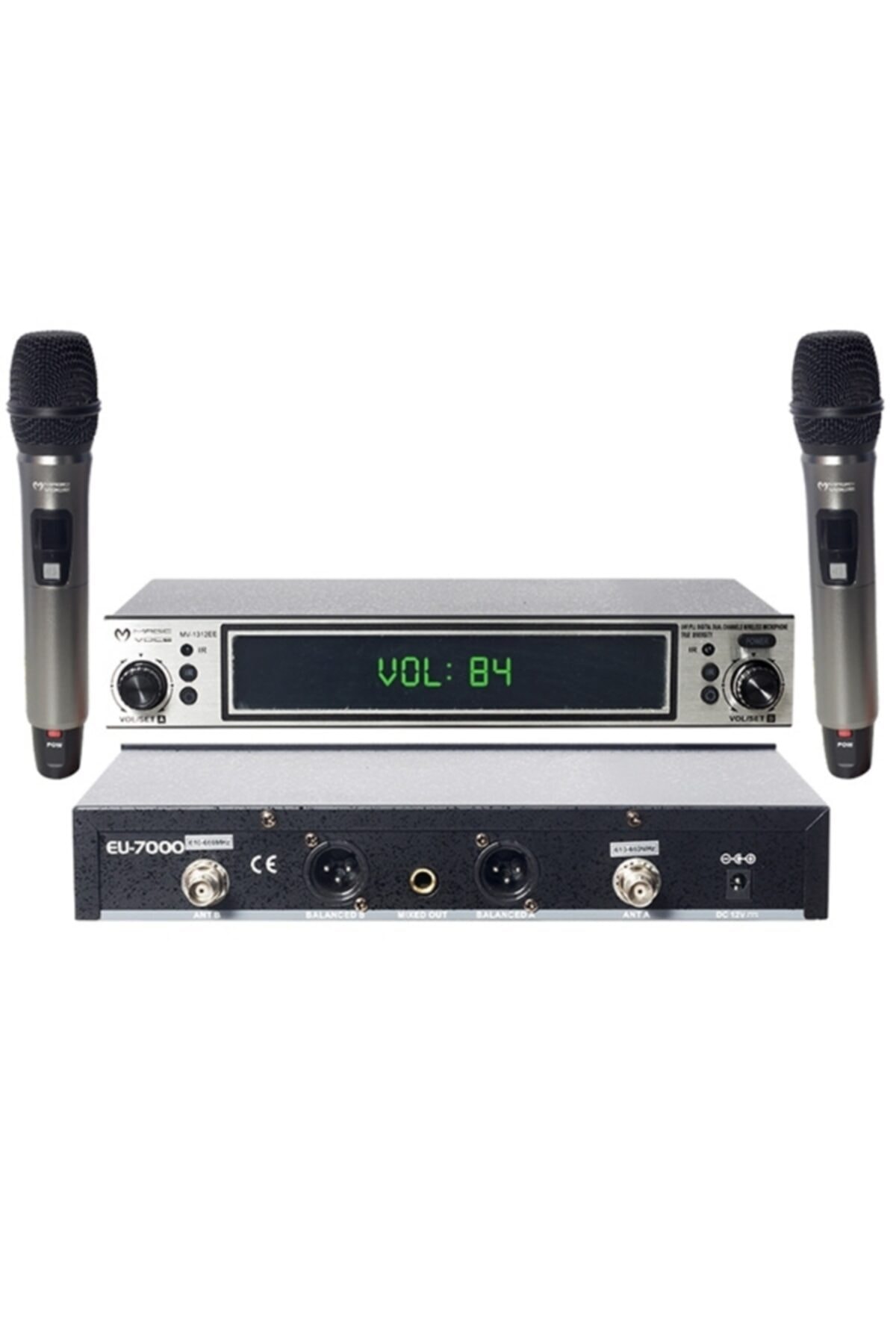 MagicVoice Mv-1312ee Uhf 2 El Kablosuz Volüm Kont Telsiz Mikrofon