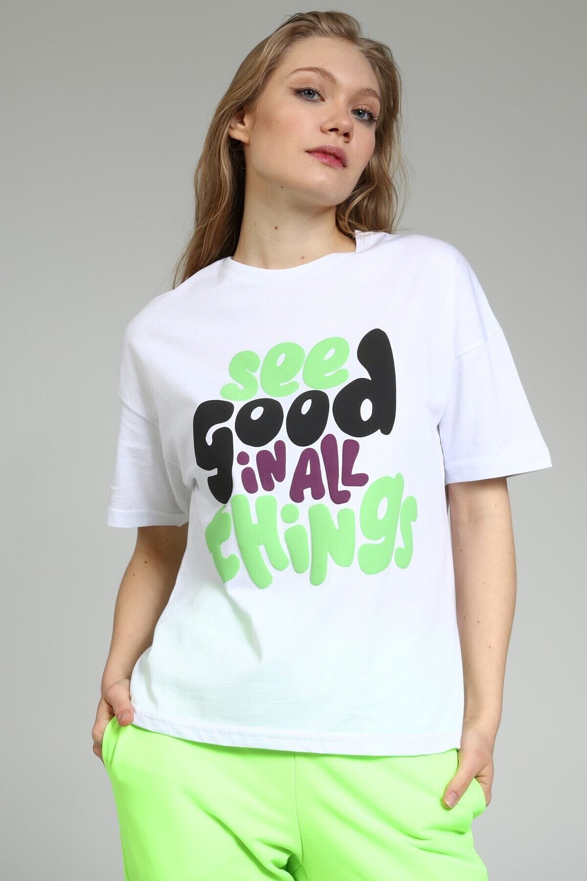 Masorte See Good In All Things Baskılı Beyaz T-shirt