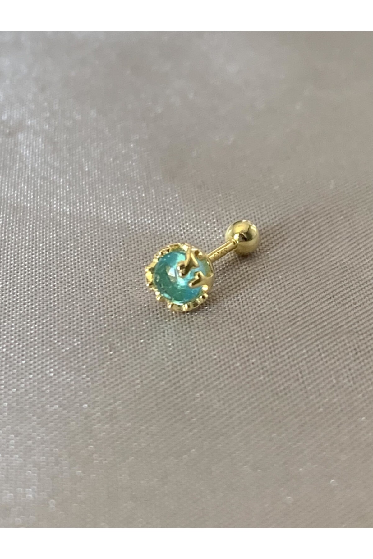 denizden silver Kadın Okyanus Taşlı Gümüş Piercing