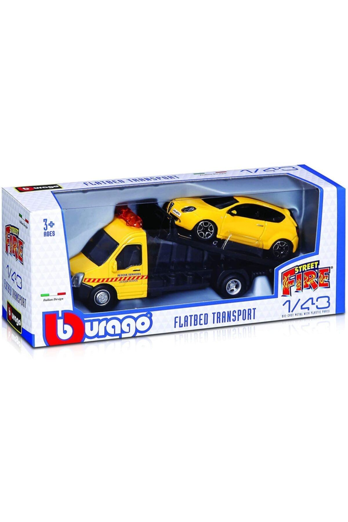 Burago Araç Çekici Ve Alfa Romeo Mito Diecast Metal Araba Kurtarıcı Taşıyıcı Orjinal