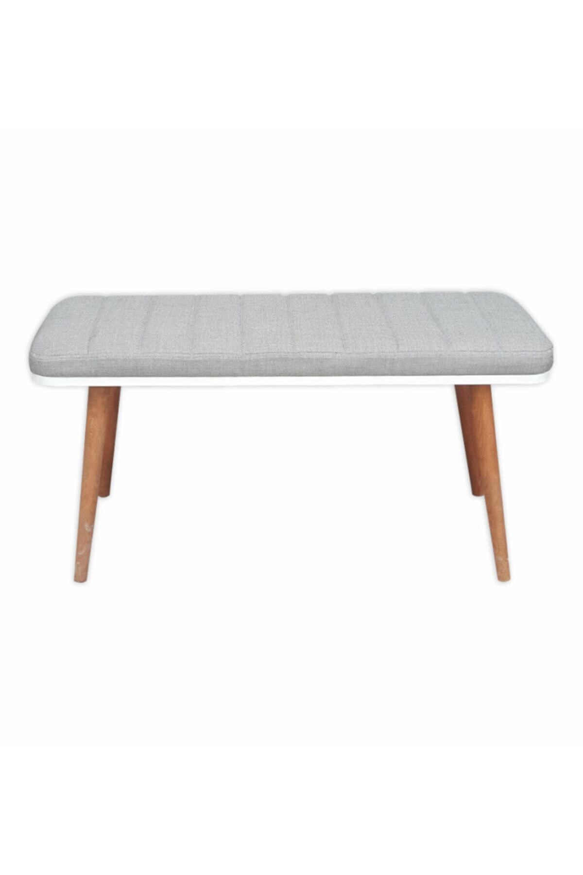 Modelvizyon Otto Bench Keten Kumaş Kapitone Dikiş