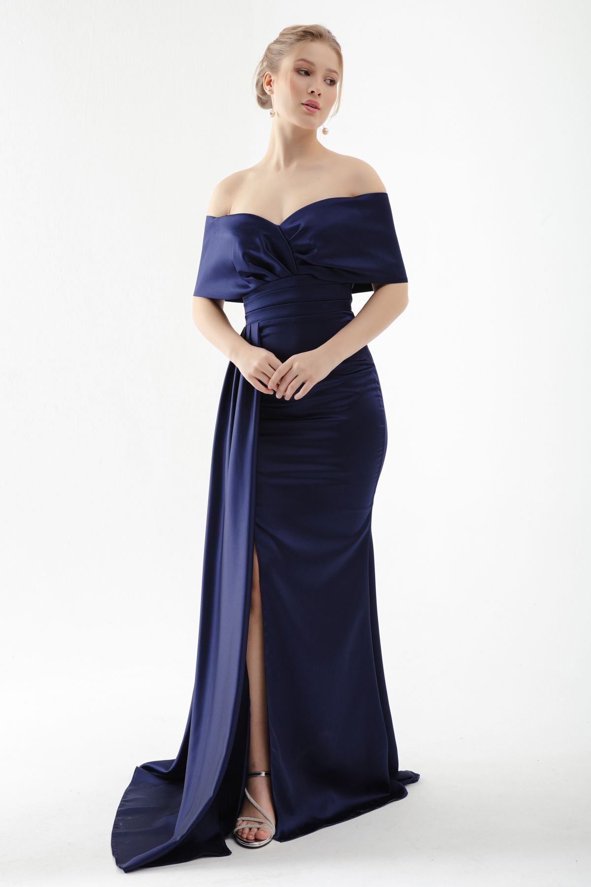 Dark blue deals off shoulder dress