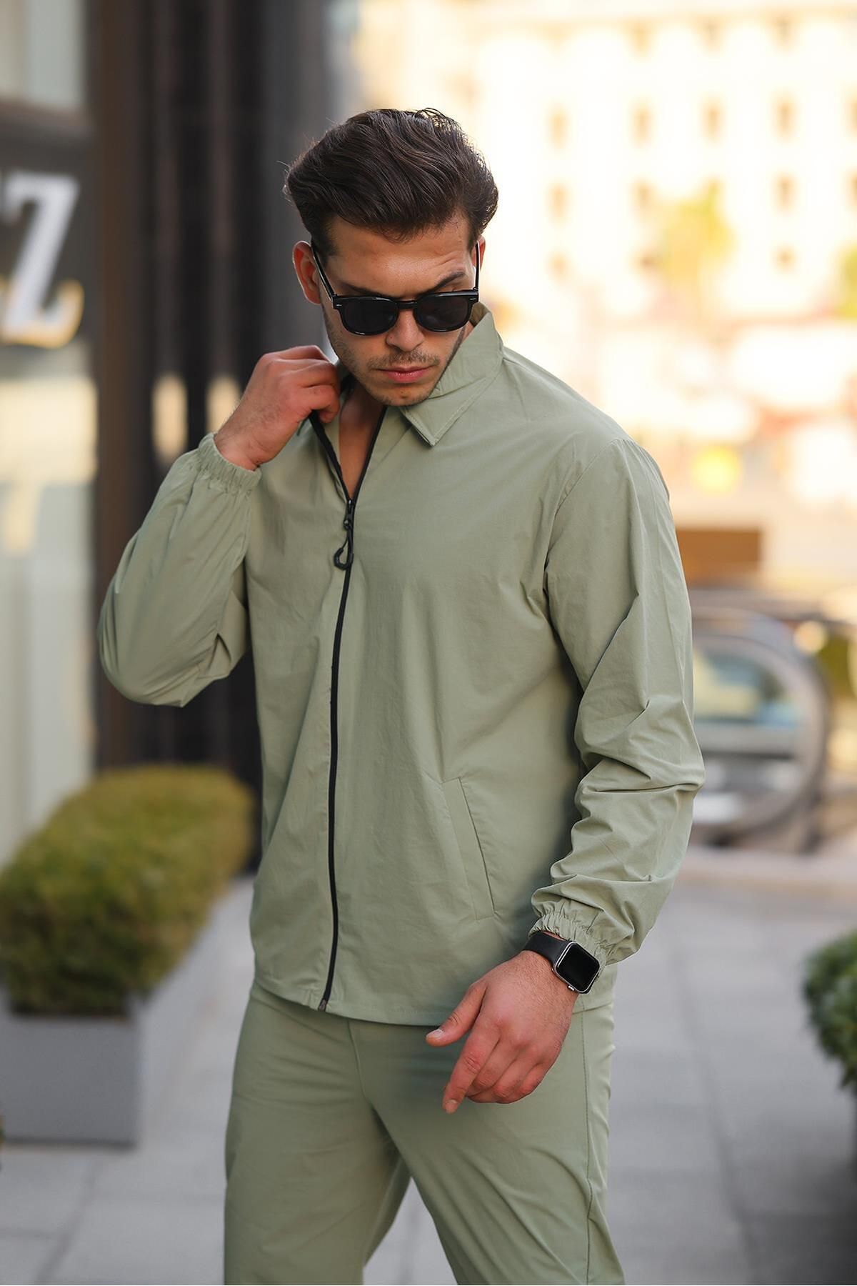 Pobudo Water Green Parachute Fabric Tracksuit Set Trendyol