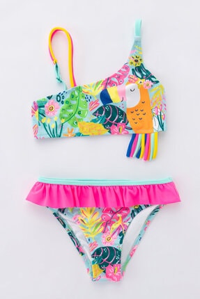 Penti K305;z &Ccedil;ocuk Mavi Tek Omuz Bikini Tak305;m305;
