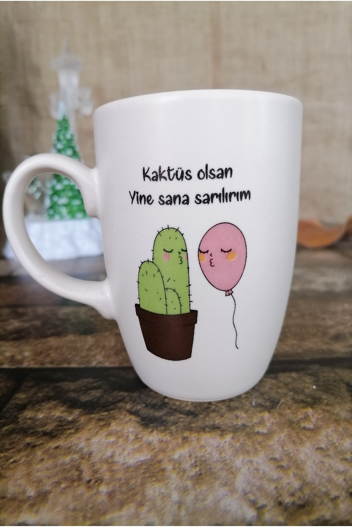 kirpi taki evi kaktus olsan yine sana sarilirim beyaz kupa fiyati yorumlari trendyol