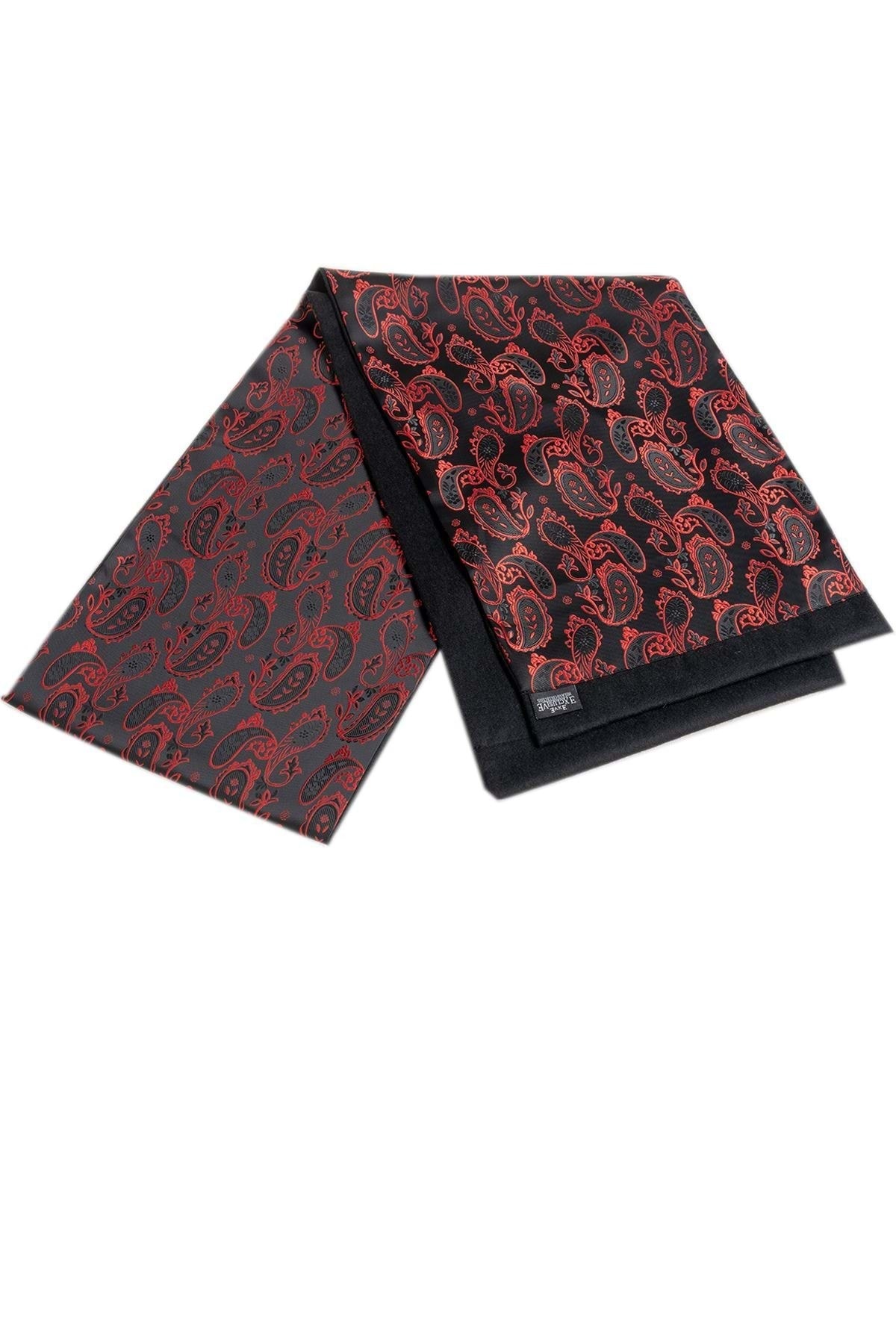 Exve Exclusive Erkek Kırmızı Siyah Şal Desen Çift Taraflı Atkı
