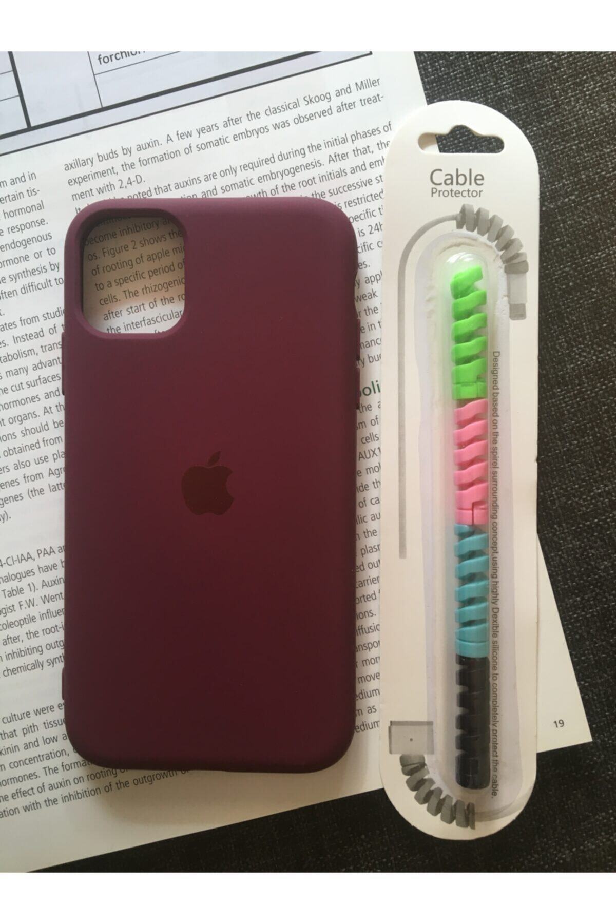 SUPPO Iphone 11 Model, Logolu Lansman Kılıf Ve Kablo Koruyucu Makaron