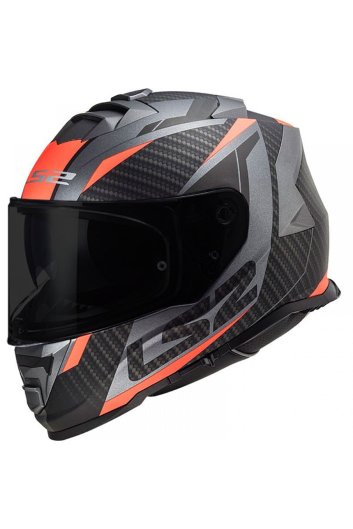 LS2 Mat Tıtanıum-turuncu Storm Racer  Kask 2 Cam