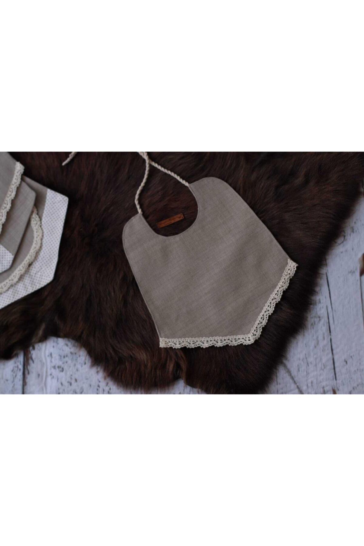 demontecraft Unisex Bebek Gri Hasır Önlük