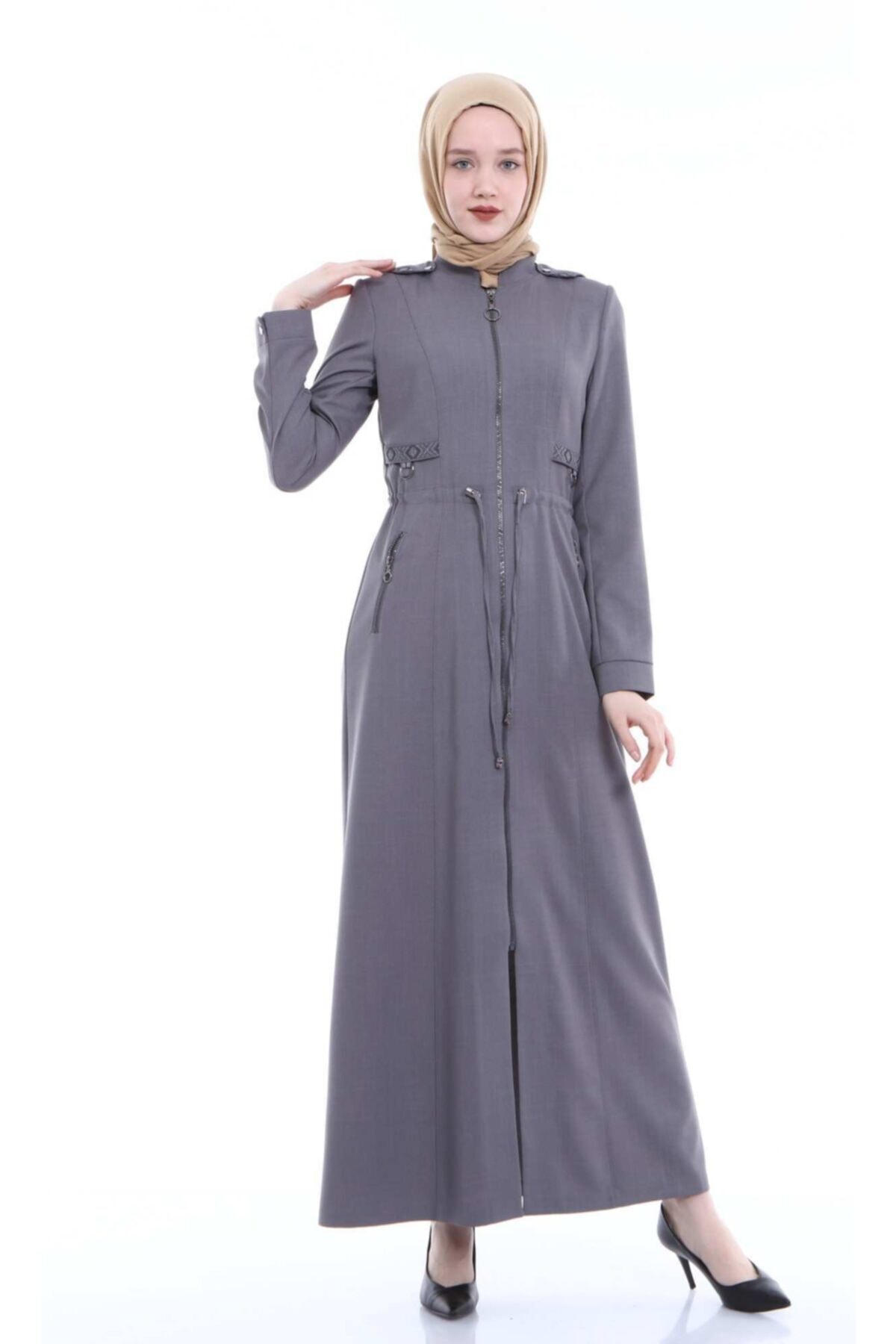 SELAM Gri Tesettür Pardesü