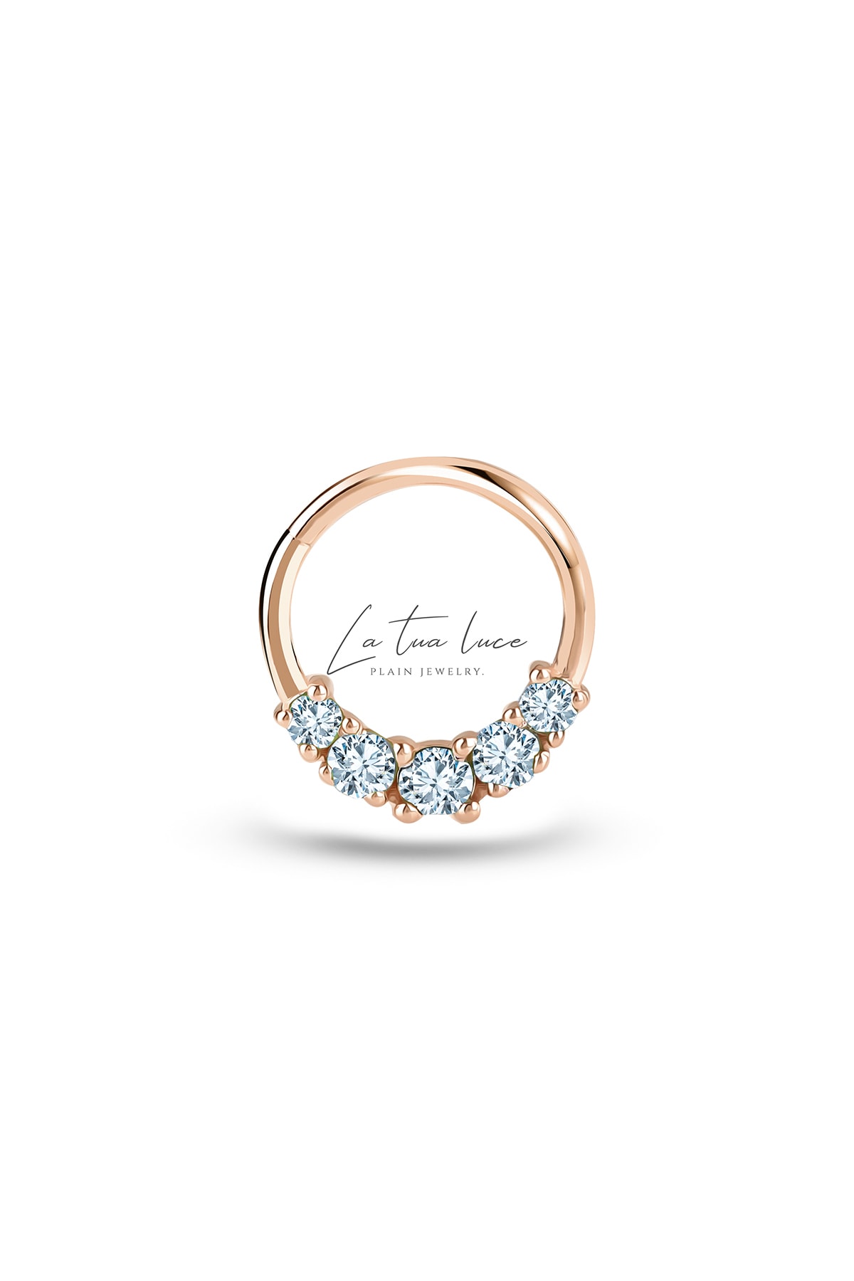 La Tua Luce Jewelry Rose Gold Pırlanta Beştaş Clicker Küpe 14 Ayar