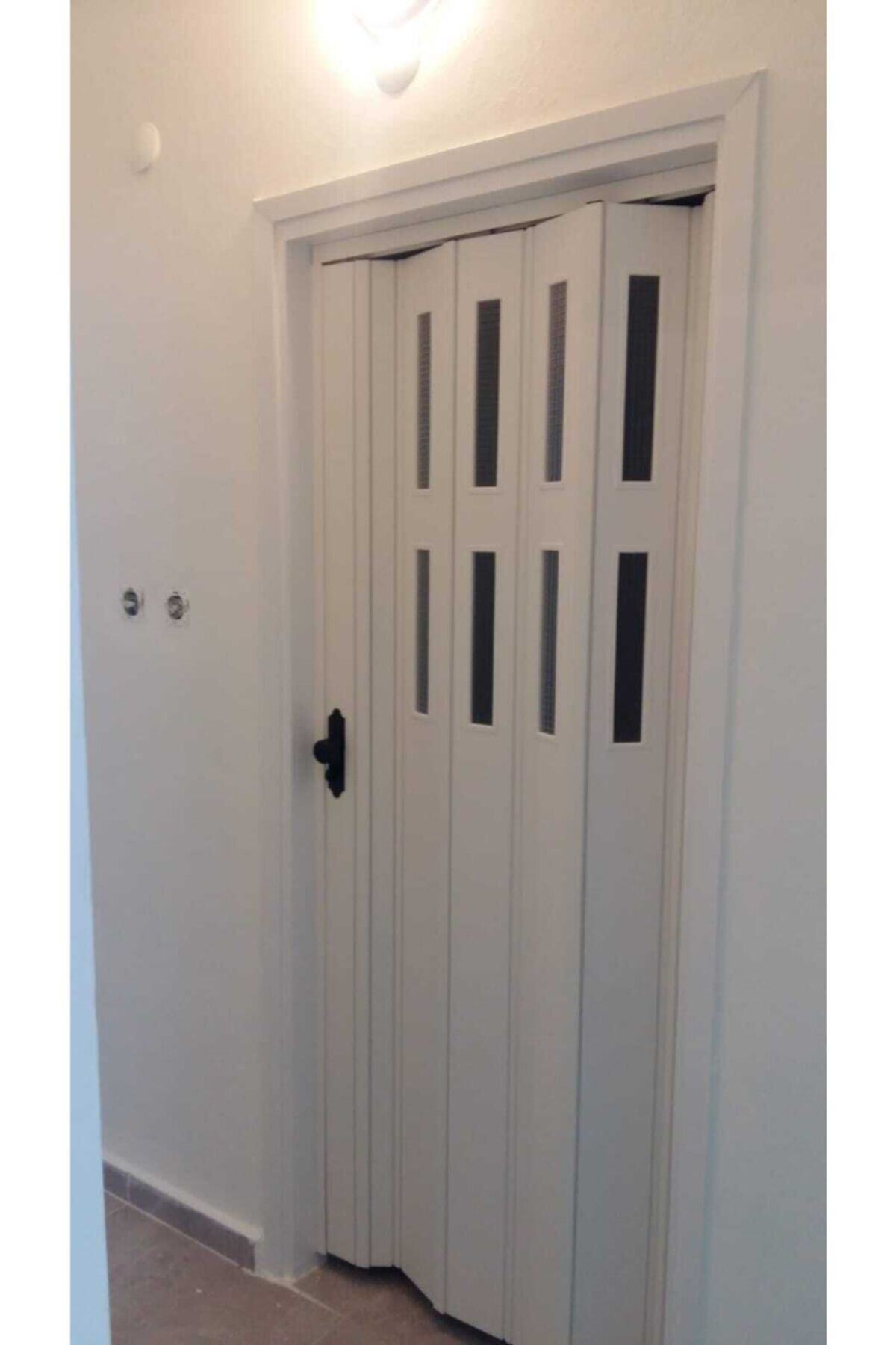 FARAN DEKORASYON Beyaz 2 Sıra Camlı Akordiyon Kapı 143*190