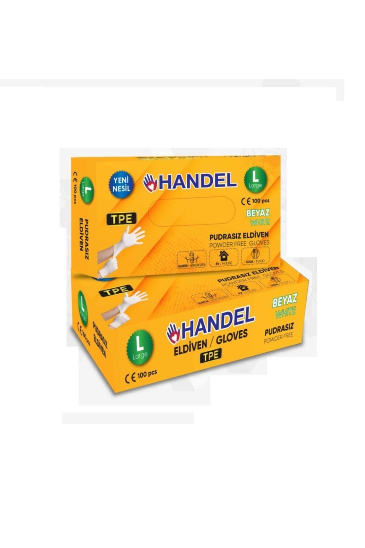 HANDEL Pudrasız Eldiven Şeffaf(beyaz) L Beden