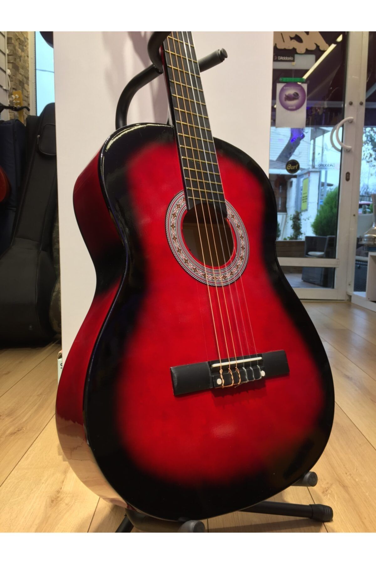 Gitar Klasik Gitar Kırmızı Tam Boy Penalı ve Kılıflı