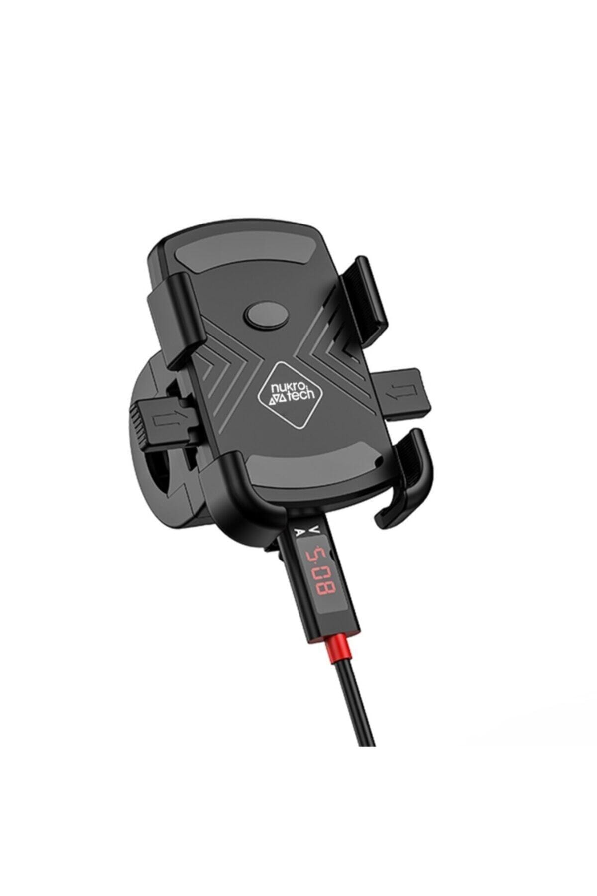 Nukrotech Gkn54-u Usb Şarjlı Motosiklet Gidon Aparatlı Telefon Tutucu