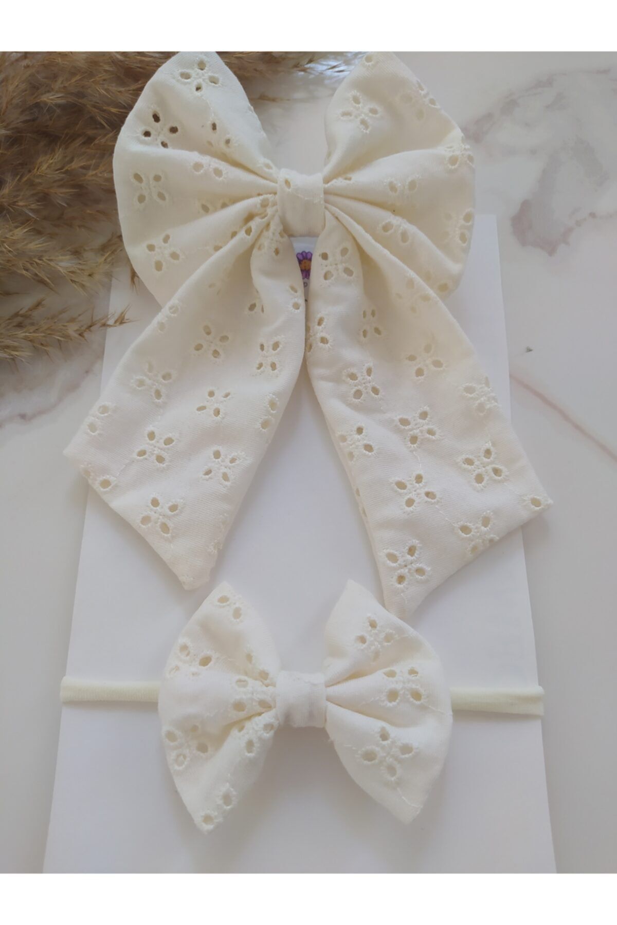 Mellonia Cc Anne-kız Bebek Fisto Fiyonk Toka-bandana Seti (EKRU)